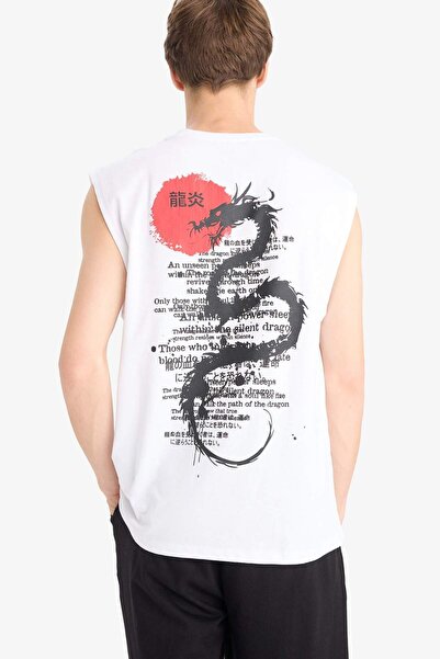 DeFacto Boxy Fit Printed Crew Neck Undershirt G0020Ax25Hs