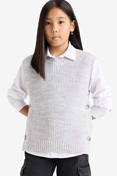 DeFacto Bisiklet Yaka Triko Süveter Kız Çocuk F2624A825AU