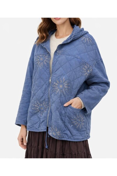 TUGBA COLLECTION Nakış & Payet Detaylı File Kapüşon Detaylı İthal %100 Pamuk ...