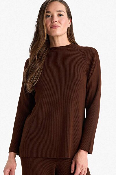 DeFacto Regular Fit Crew Neck Basic Plain Knitwear Sweater D6911Ax25Wn