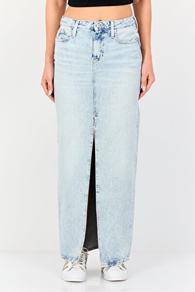 Calvin Klein Jeans Women Washed Denim Maxi Skirt, Washed Blue