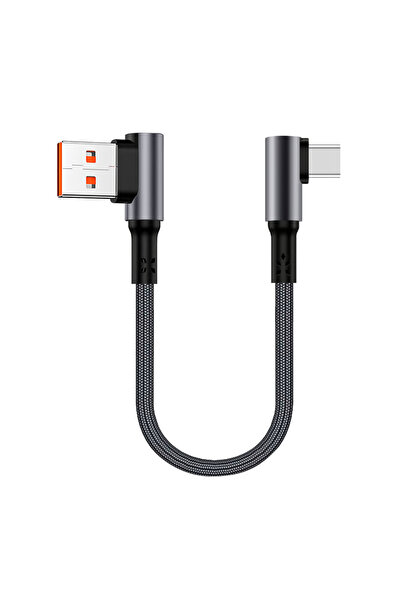 Choice29 كابل USB-C إلى USB-C أسود قصير بطول 0.15 متر للباور بانك، بزاوية 90 ...
