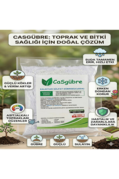 CasGübre Toprak Düzenleyici, Suda Çözülebilen Kalsiyum Sülfat Gübresi 1 Kg