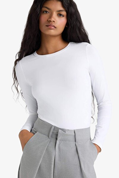 DeFacto White Women's Long Sleeve T-Shirt D3756Ax/Wt83