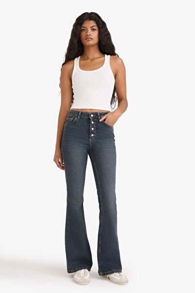 DeFacto Mia Flare Fit Regular Waist Дълги дънки с измита материя F5536AX25AU