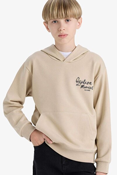 DeFacto Tiskana majica sa kapuljačom, mekana i krznena, za dečake E9582A8/BG737