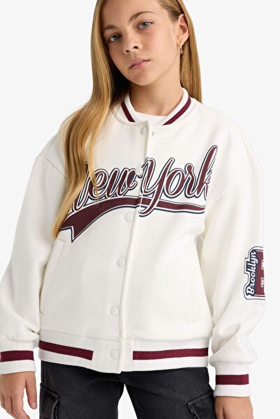 DeFacto Baskılı Kolej Yaka Bomber Ceket Kız Çocuk F2295A825AU