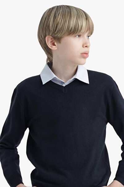 DeFacto Okul V Yaka Triko Kazak Erkek Çocuk F3733A825AU