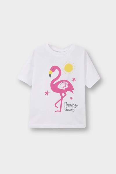 DeFacto Tricou cu mânecă scurtă imprimat cu gât rotund pentru fetiță E0723A525SM