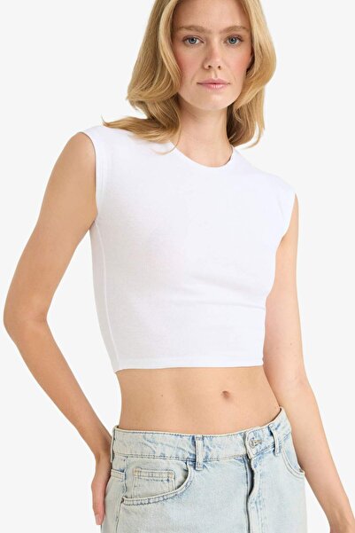 DeFacto Εφαρμοστό μπλουζάκι με λαιμόκοψη ποδηλάτου και κοντό μανίκι G0273AX25SM