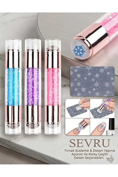 SEVRU Tırnak Süs Damgalama Çift Taraflı Silikon Stamper ,Çift Taraflı Baskı N...
