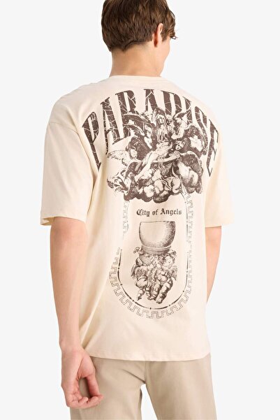 DeFacto 100% памучна тениска с бокс кройка и принт F8322AX25AU