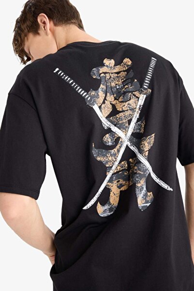 DeFacto Regular Fit Crew Neck Back Printed Short Sleeve T-Shirt F8907Ax25Hs