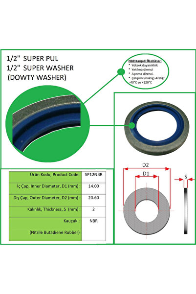 PINARPUL OTOMOTIV 1/2" SÜPER PUL - NBR KAUÇUK, SUPER WASHER (DOWTY WASHER) WI...