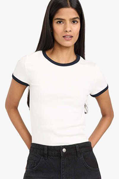 DeFacto Fitted Crew Neck Ribbed Short Sleeve T-Shirt F9823Ax25Au