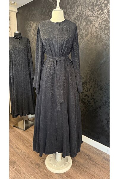 BukrinaCo Siyah desenli kupra ipek tesettürlü ferace abaya