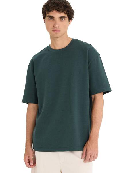 DeFacto Tricou oversize cu mânecă scurtă, cu decolteu lat, din țesătură grea,...