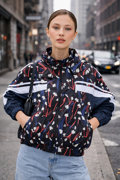 İLKCET MODA Pelernă de ploaie oversize pentru femei cu dungi imprimate