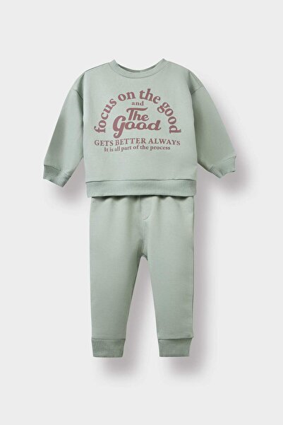 DeFacto Baby Boy 2 Piece Set Printed Sweatshirt Elastic Waist Sweatpants E926...