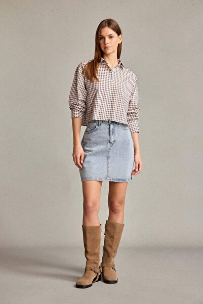 DeFacto Fusta mini Jean brodata F9551AX25SM