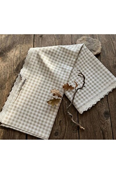 BHT 140x150 Raşel Leke Tutmaz Güpürlü Sofra Bezi Ekose Kahve