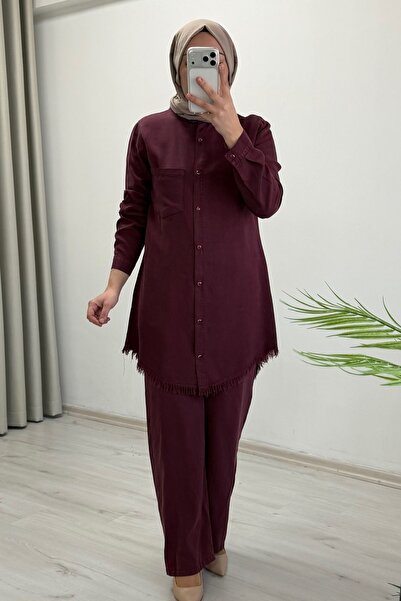 T Moda Store Premium Kumaş Çıtçıt Düğme Detaylı Gömlek Pantolon İkili Tesettü...