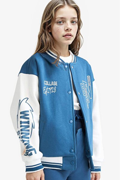 DeFacto Kolej Yaka Baskılı Bomber Ceket Kız Çocuk F1985A825AU