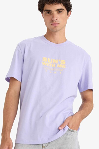 DeFacto Tricou cu mânecă scurtă, 100% bumbac, cu decolteu rotund, cu imprimeu...