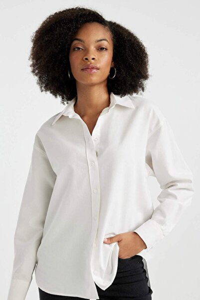 DeFacto Oversıze Gömlek Yaka Oxford Uzun Kollu Gömlek V2439AZ25SP