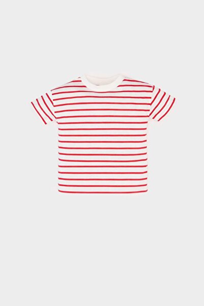 DeFacto Bisiklet Yaka Çizgili Kısa Kollu Tişört Erkek Bebek E6740A525SM