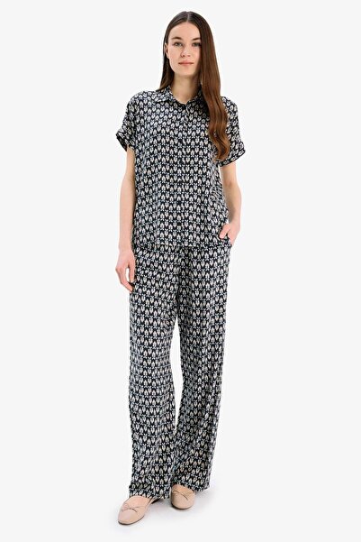 DeFacto Παντελόνι με κανονική εφαρμογή με μοτίβο μέσης ελαστικό ίσιο πόδι D88...