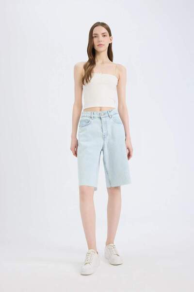 DeFacto Regular Waist Jean Bermuda Shorts E1149Ax25Sp