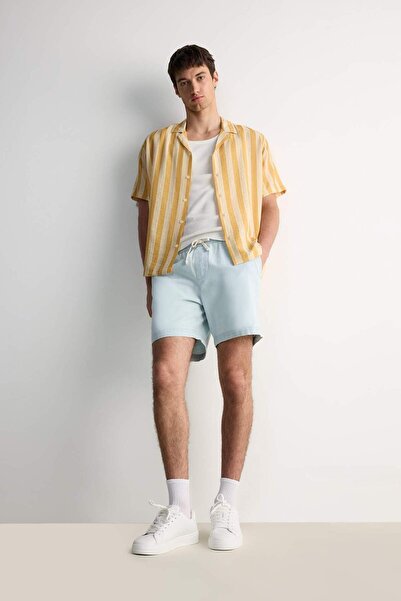 DeFacto %100 Pamuk Beli Lastikli Loose Fit Rahat Jean Bermuda E1390AX25SM