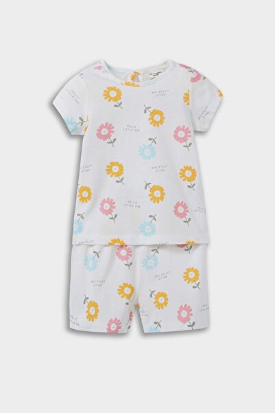 DeFacto 100 % Baumwolle, florales Pyjama-Set mit elastischem Bund für Babys, ...
