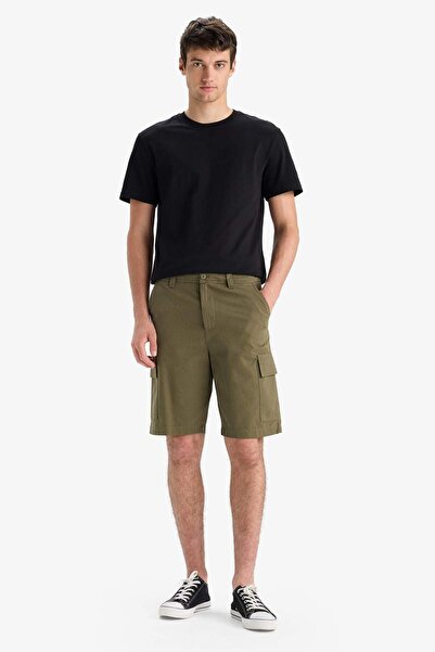 DeFacto 100% Cotton Regular Cargo Pocket Bermuda Shorts E1708Ax25Sm