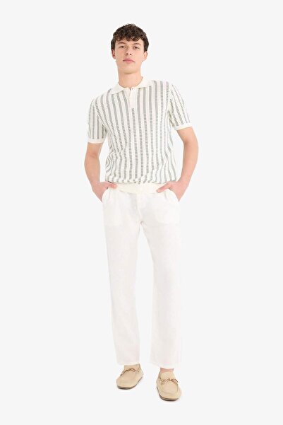 DeFacto %100 Keten Relax Fit Rahat Kesim Düz Paça Yazlık Pantolon C1117AX25SP