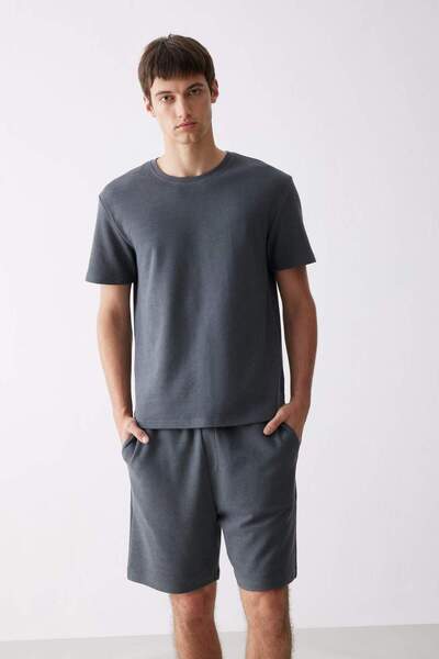 DeFacto Μπλουζάκι με κοντό μανίκι από βαμβακερό βαρύ ύφασμα με κανονική εφαρμ...