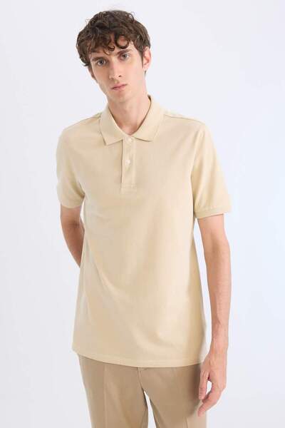 DeFacto 100% Cotton Regular Fit Polo Collar Short Sleeve Basic Plain Pique Fa...