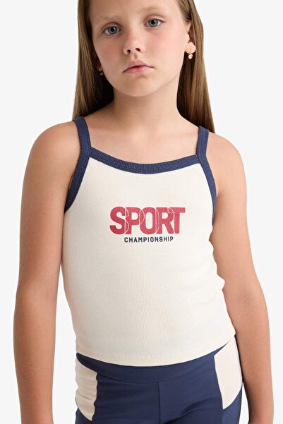 DeFacto Crew Neck Printed Athlete Girls' Top E7635A825Hs