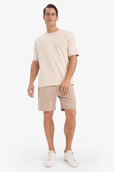 DeFacto Herren-Shorts mit Schnürung in der Taille und Taschen, Basic, einfarb...