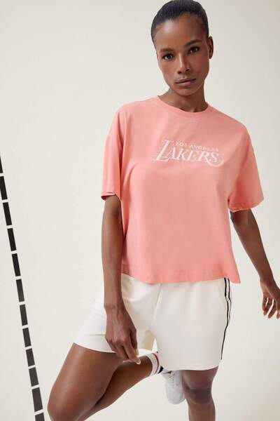 DeFacto DeFactoFit NBA Los Angeles Lakers Oversize Wide Fit Rundhals-Kurzarm-...