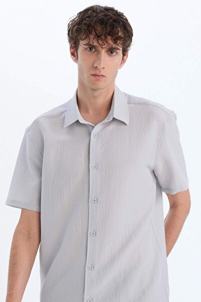 DeFacto Regular Fit nabrana letnja košulja kratkih rukava bela E1223AX25SM