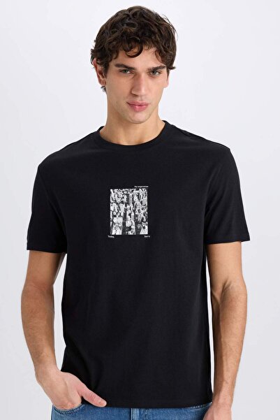 DeFacto Μπλουζάκι με κοντό μανίκι με στάμπα από 100% βαμβάκι E0581AX25SM