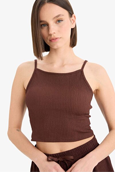 DeFacto Fitted Wrinkled Strap Tank Top E0626Ax25Sm