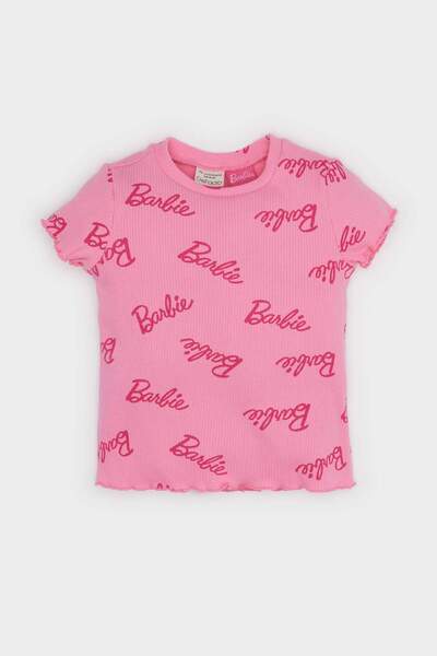 DeFacto Barbie Crew Neck κοτλέ πλέξη ριμπ Κοντομάνικο μπλουζάκι για κορίτσια ...