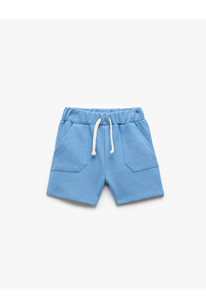 Koton Pantaloni scurți de bază din bumbac, cu șireturi în talie, cu detaliu d...