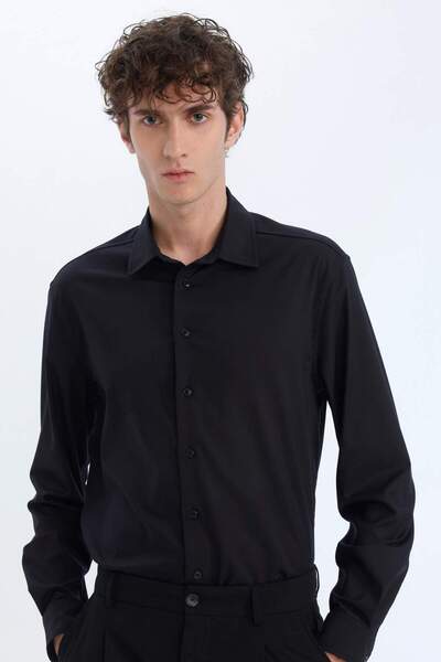 DeFacto Cămașă albă cu mânecă lungă cu guler polo cu croială normală E3242AX25SP