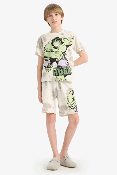 DeFacto 100 % Baumwolle, Marvel Comics bedrucktes Pyjama-Set mit elastischem ...