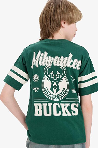 DeFacto Μπλουζάκι NBA Milwaukee Bucks με κοντό μανίκι για αγόρια E4842A825SM