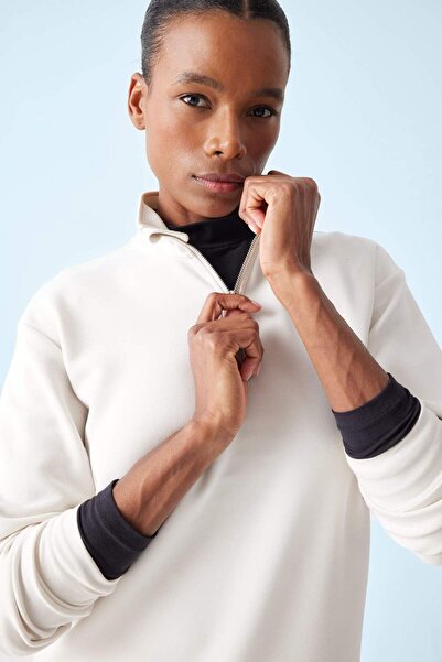 DeFacto Übergroßes Modal-Sweatshirt mit weitem Schnitt und halbem Reißverschl...